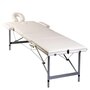 VIDAXL Table pliable de massage Blanc creme 3 zones cadre en aluminium