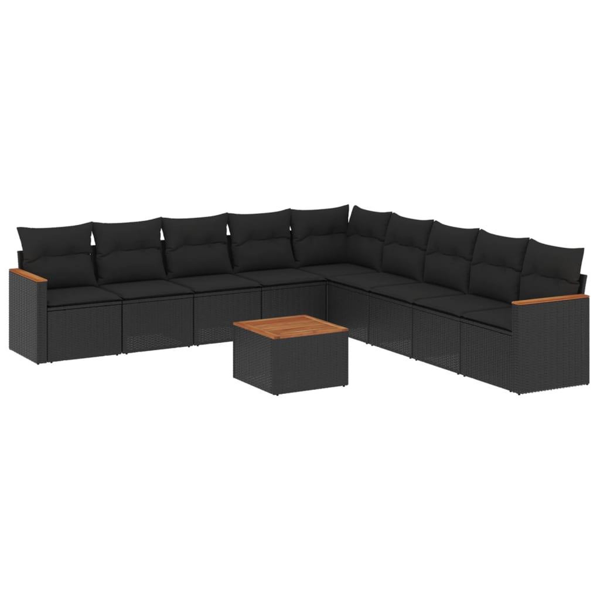 Voir la diapositive 2 : VIDAXL Salon de jardin 10 pcs avec coussins noir resine tressee