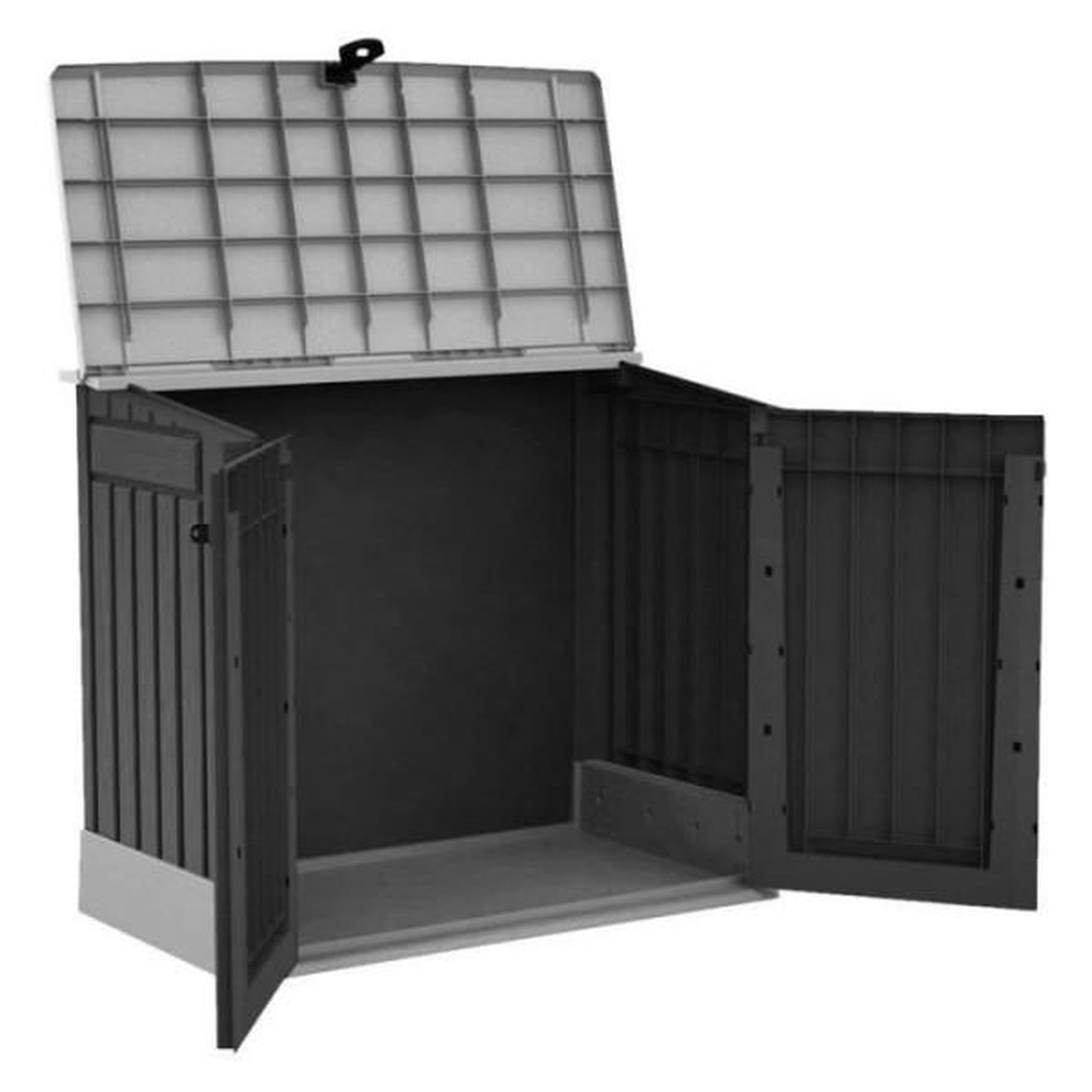 Voir la diapositive 2 : MARKET24 Coffre de rangement extérieur KETER en résine 880 litres Noir - Malle de jardin sans vérins