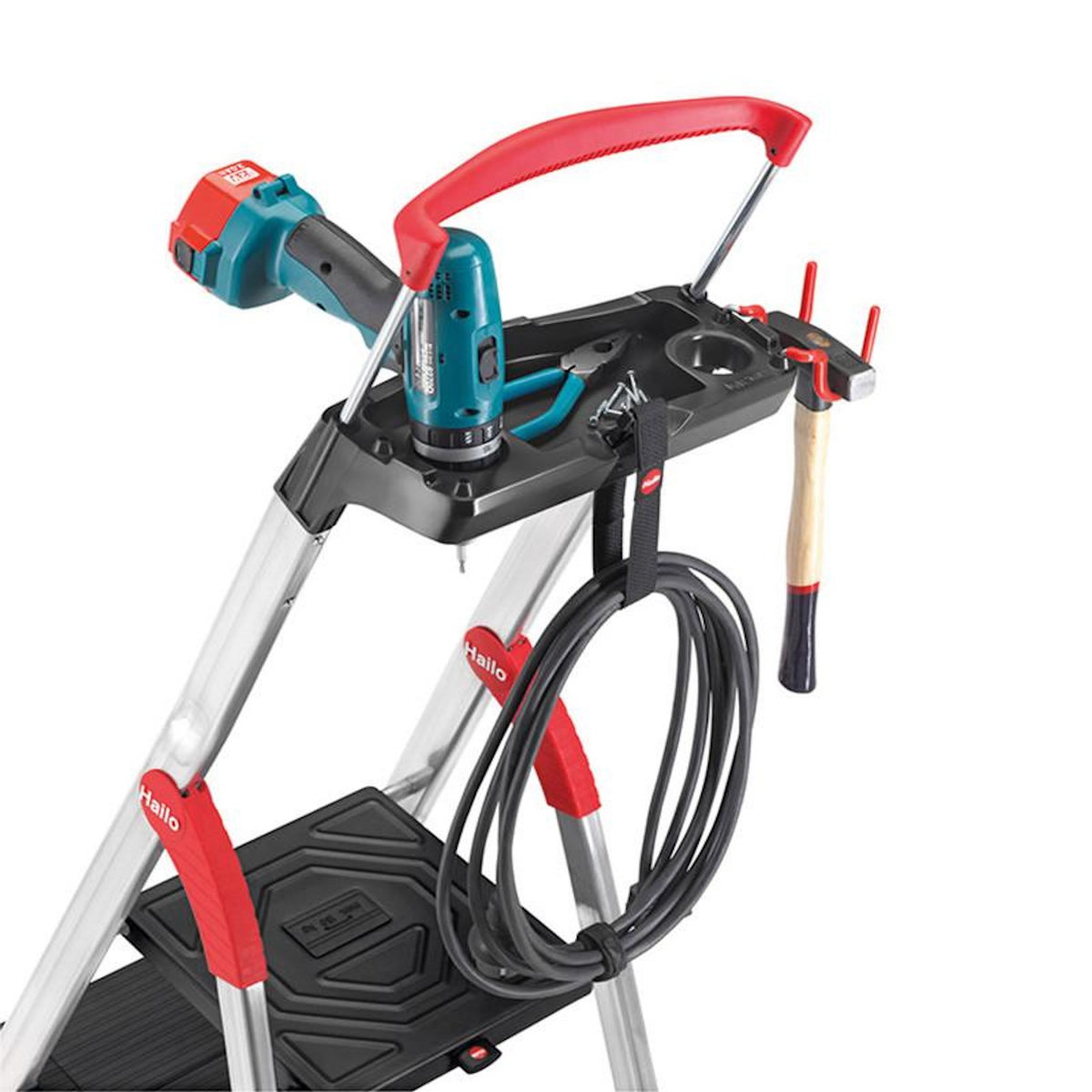 HAILO Escabeau de sécurité pliable en aluminium 5 marches larges Hailo L100