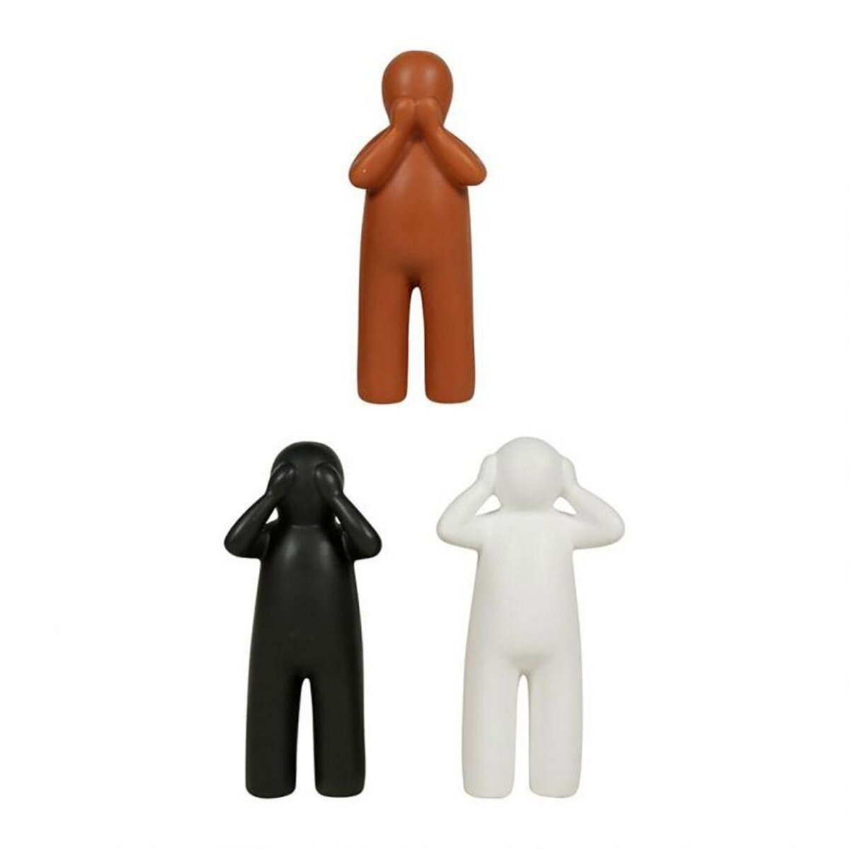 OSTARIA Lot de 3 statuettes céramique bonhommes 16 cm