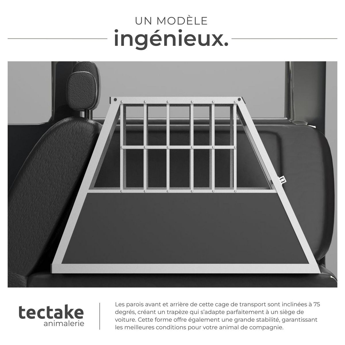 tectake Cage de transport pour chien simple sécurisée avec dos incliné noir