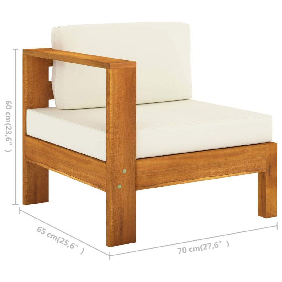 VIDAXL Canape de jardin 4 places et coussins blanc creme Bois d'acacia