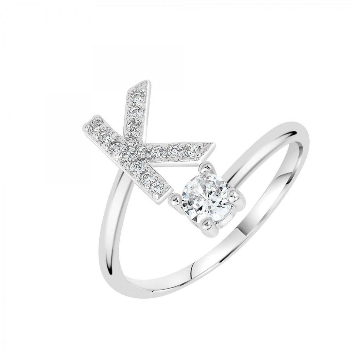 SC CRYSTAL Bague lettre K ajustable SC Crystal ornée de Zirconium