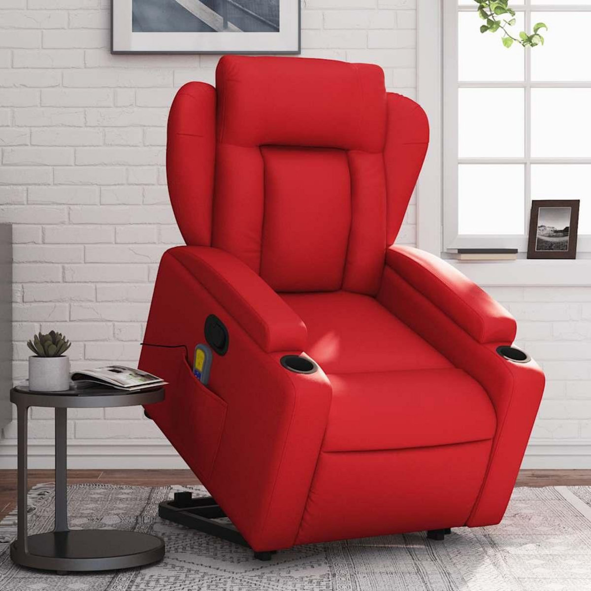 VIDAXL Fauteuil inclinable de massage Rouge Similicuir
