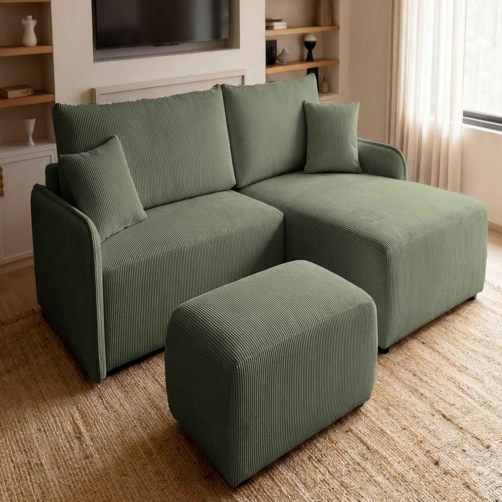 Voir la diapositive 4 : CASANOVA PARIS Sacha - pouf en velours côtelé 105x57x40