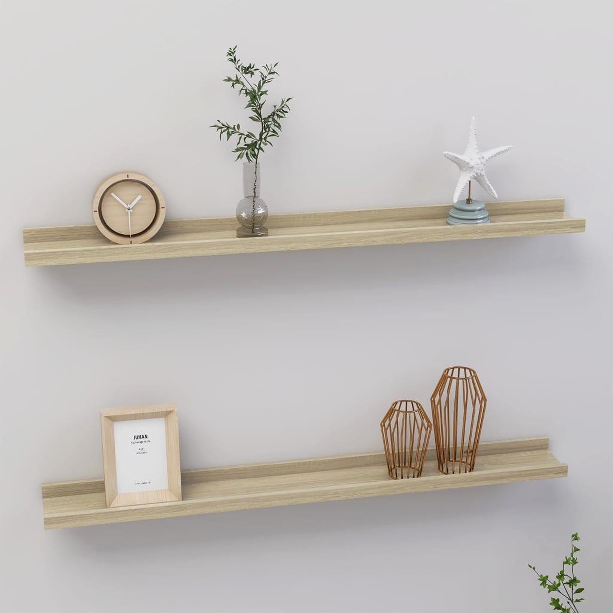 Voir la diapositive 1 : VIDAXL Etageres murales 2 pcs chene sonoma 80x9x3 cm