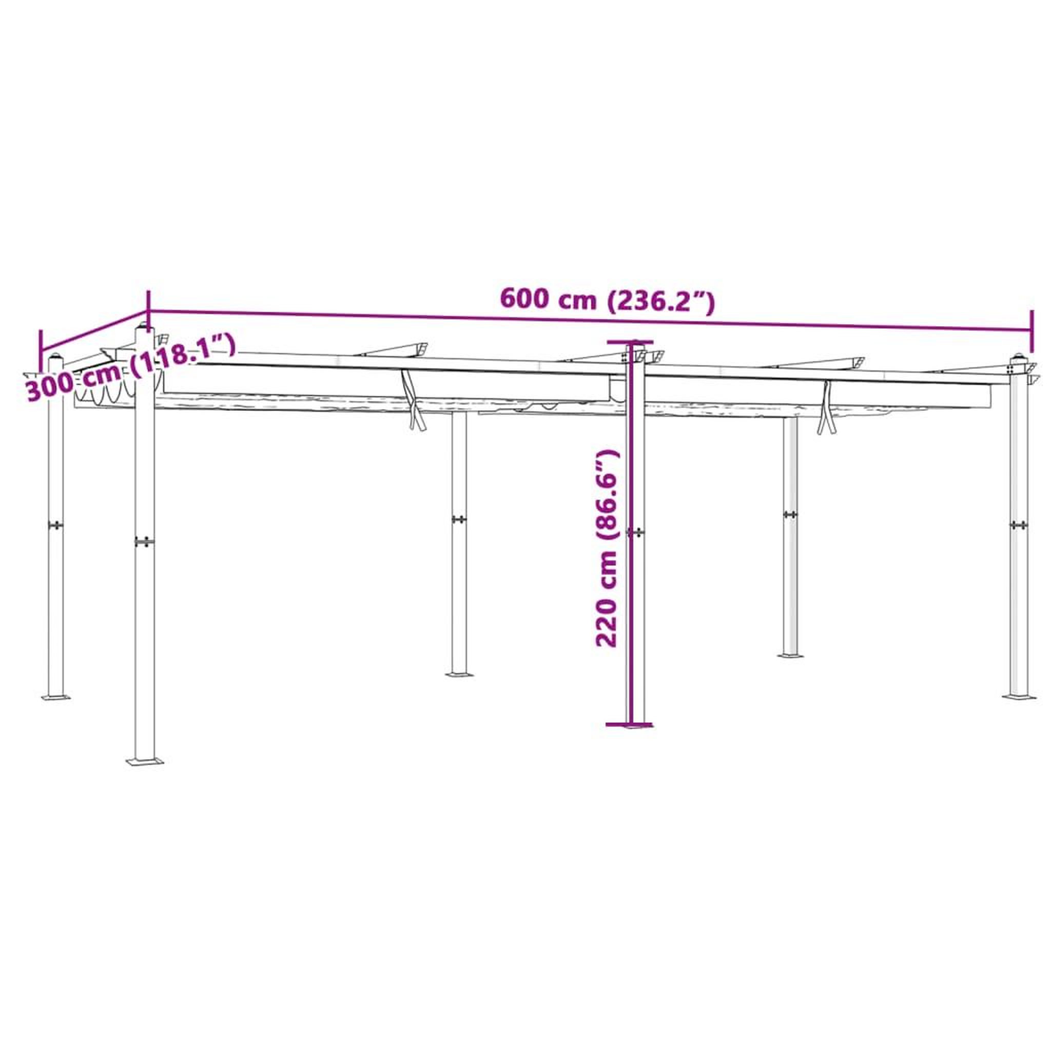 Voir la diapositive 6 : VIDAXL Tonnelle de jardin avec toit retractable creme 3x6 m aluminium