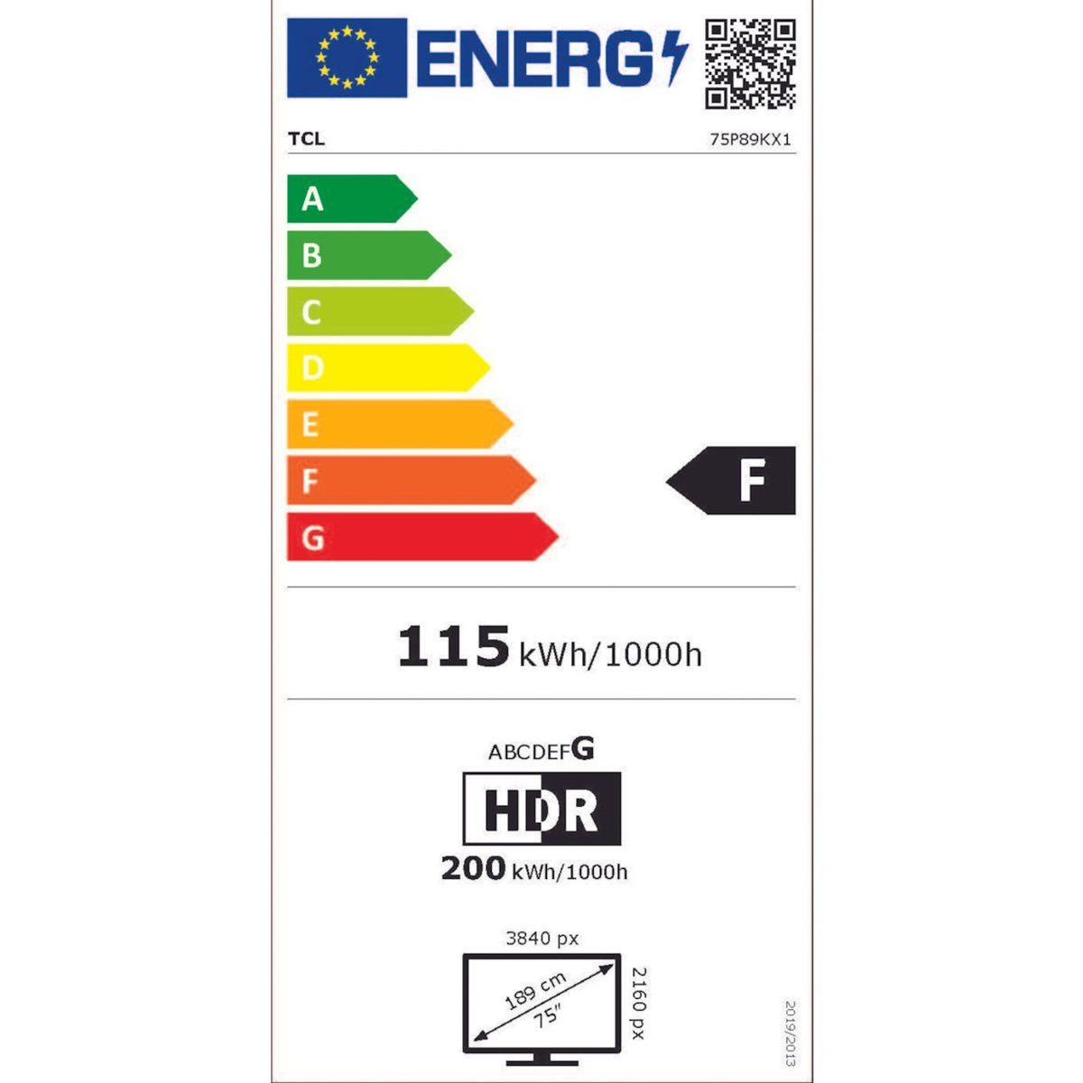 TCL TV QLED 75P89K 144Hz 2025-75 pouces (189cm)