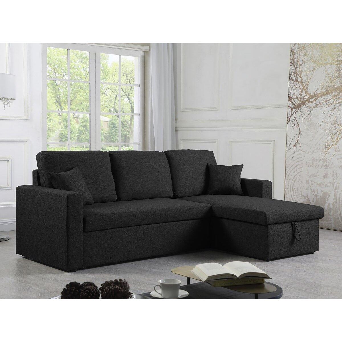 Habitat et Jardin Canapé d'angle convertible/ réversible avec coffre  Alain II  - 3 places - Noir