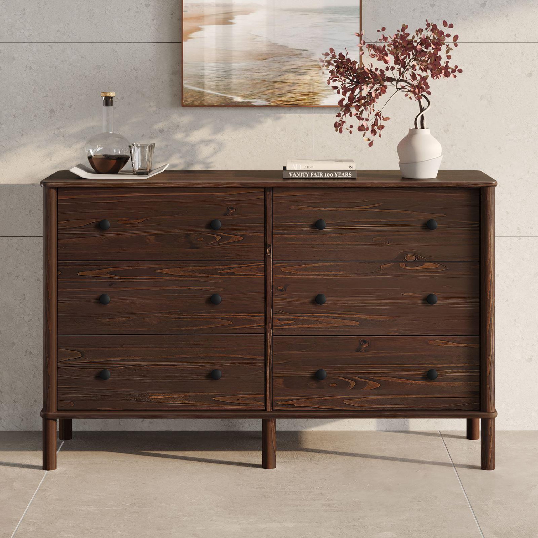 Voir la diapositive 2 : IDIMEX Commode APOANA L 132 cm 6 tiroirs en bois massif