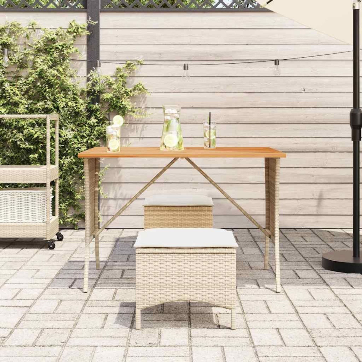 VIDAXL Table de jardin avec dessus en bois d'acacia beige 105x75x72 cm