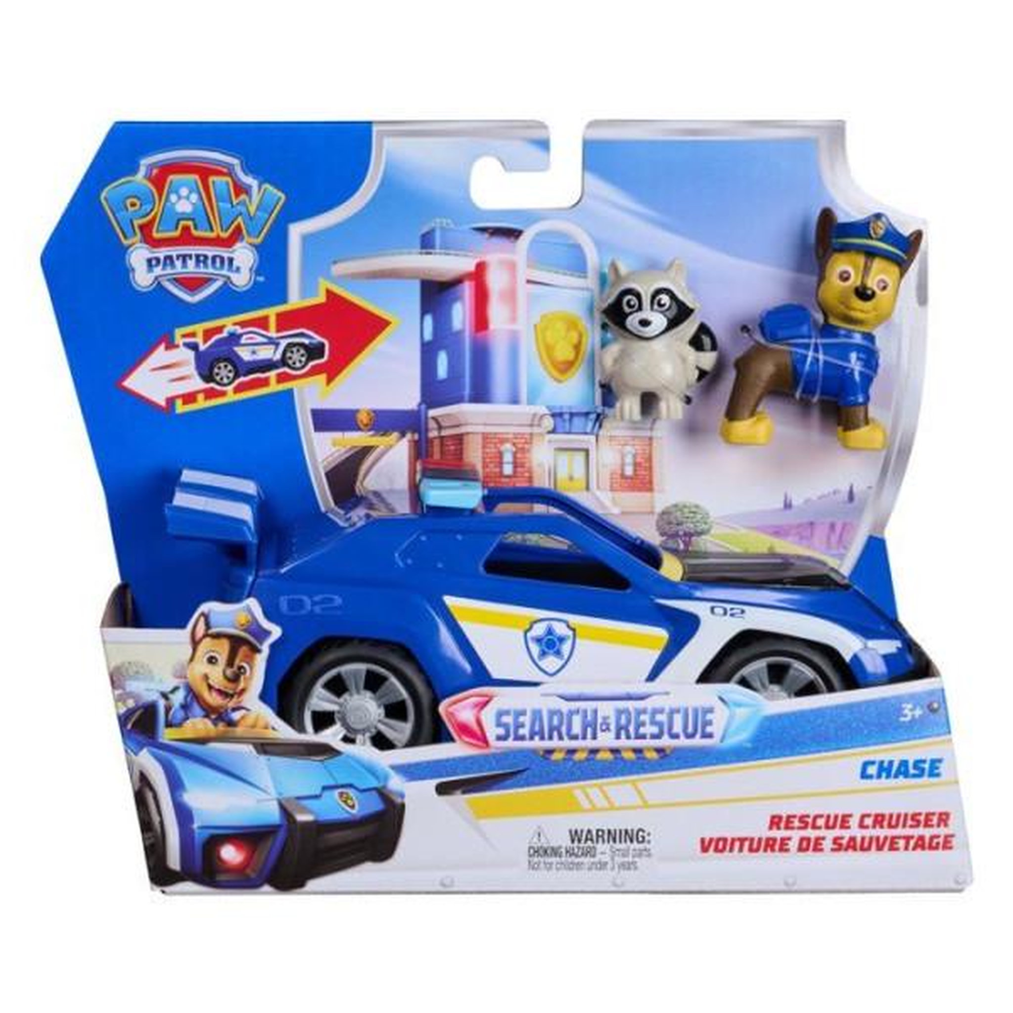 SpinMaster Pat Patrouille - Vehicule Figurine Chase et raton laveur - Search and Rescue Mission Detectives