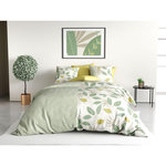 ATELIER DU COTON Parure de couette 3pcs100% coton 57fils Areca. Coloris disponibles : Vert
