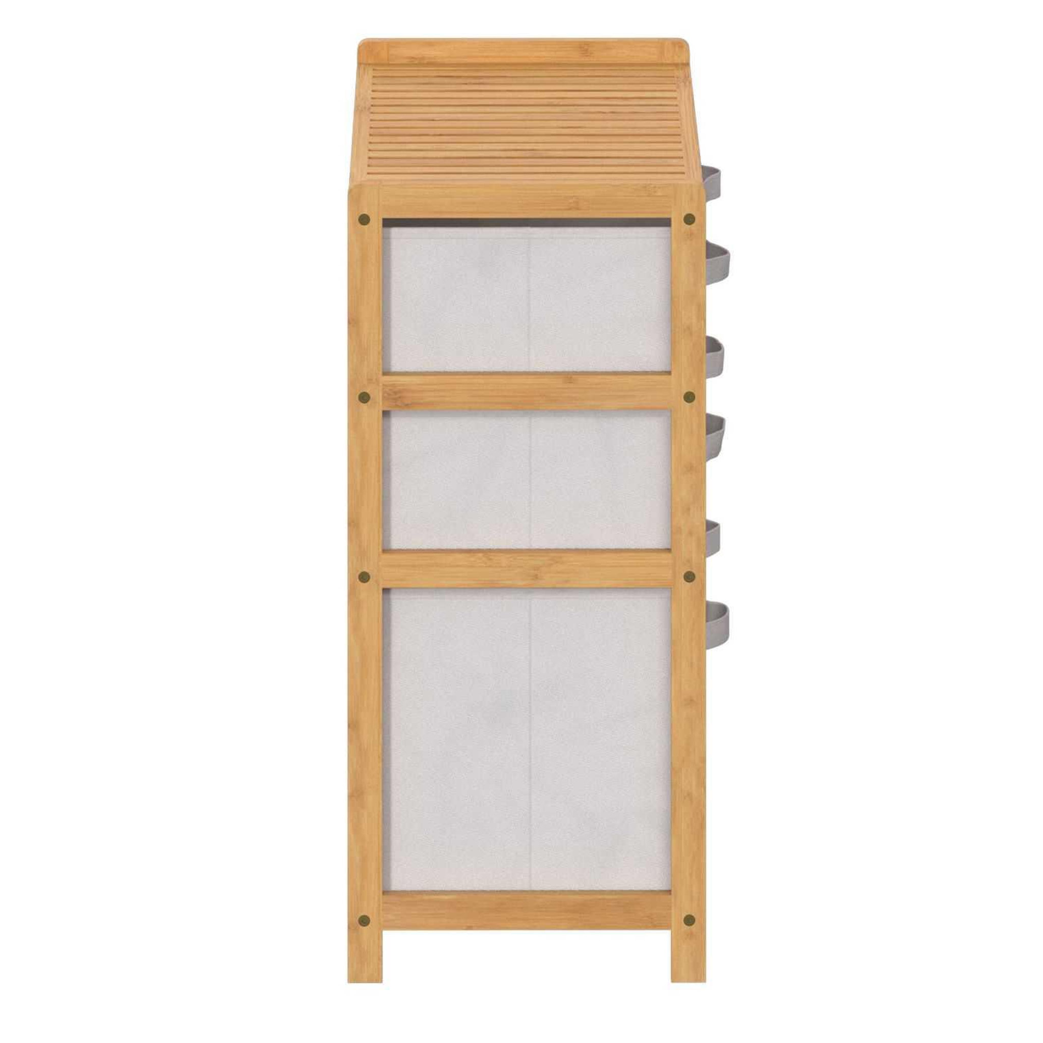 Voir la diapositive 5 : FIVE Meuble étagère double 6 paniers - banc et marron