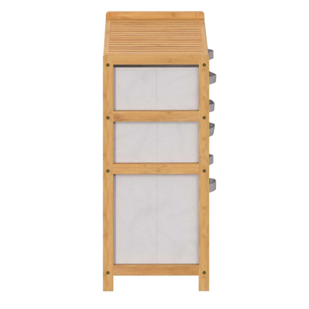 FIVE Meuble étagère double 6 paniers - Banc et Marron