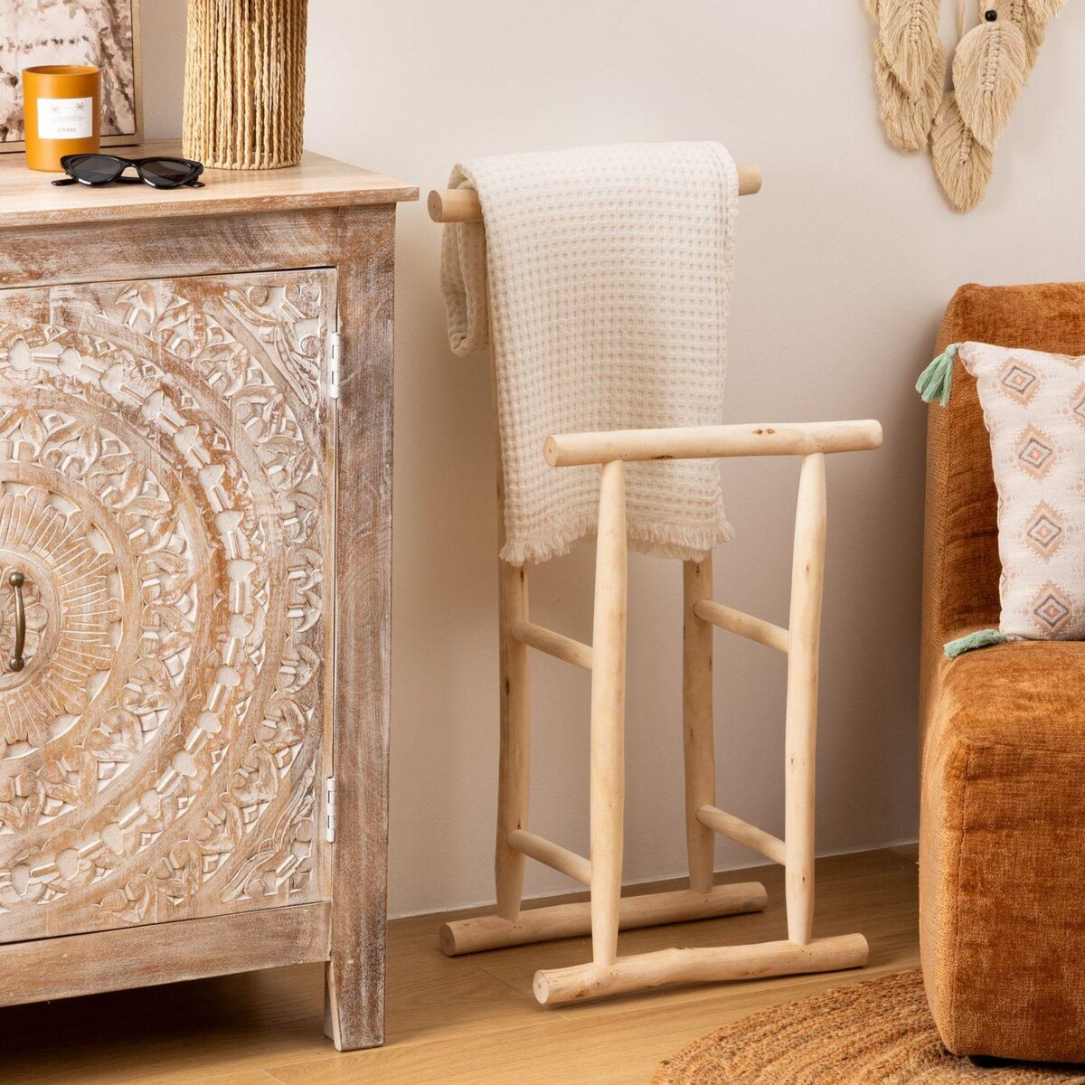 ATMOSPHERA Valet 2 niveaux en bois naturel AINARA - Beige