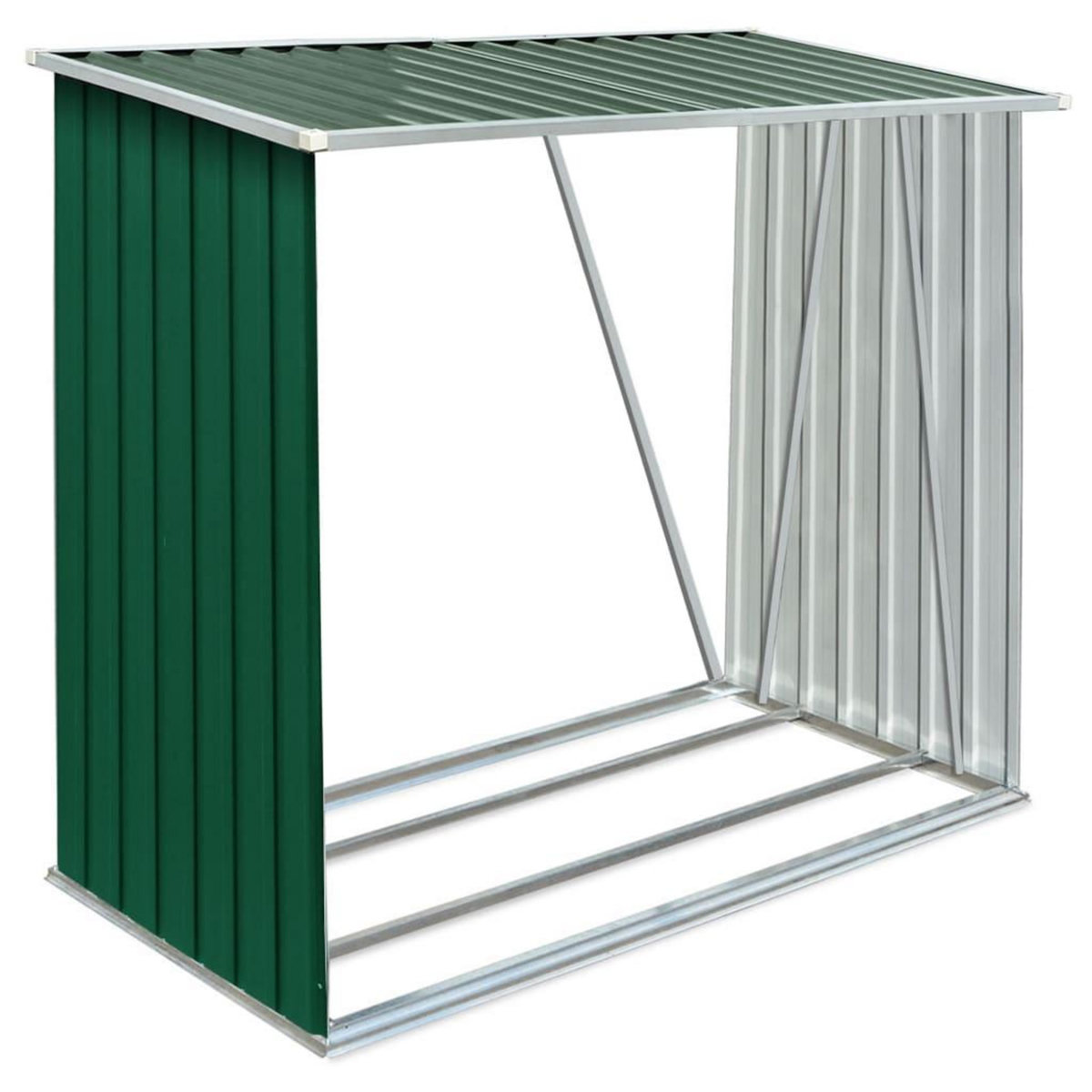 VIDAXL Abri de stockage de bois Acier galvanise 163x83x154 cm Vert