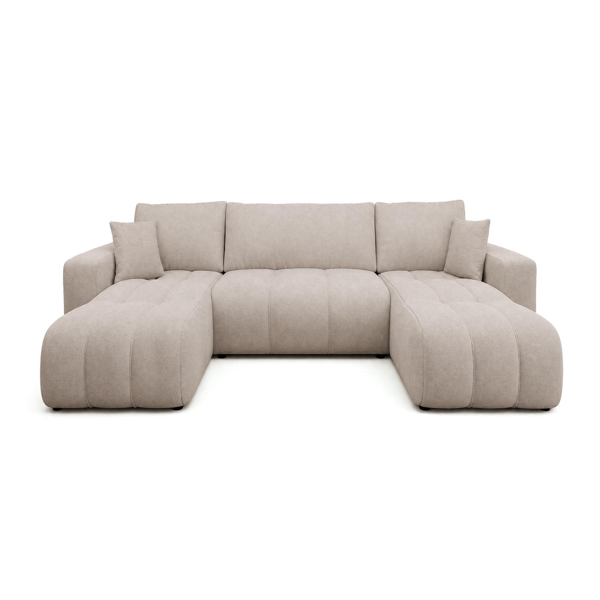 Voir la diapositive 1 : BEST MOBILIER Nicole - canapé panoramique en u 7 places convertible avec coffre en tissu