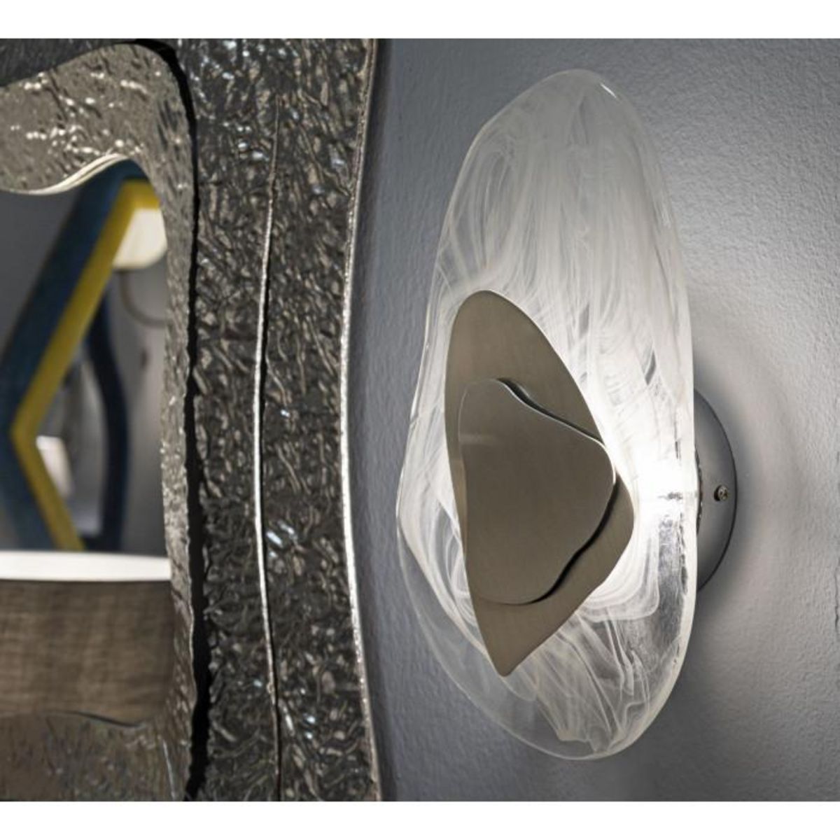 Paris Prix Applique Murale en Verre  Ocean  32cm Blanc & Argent