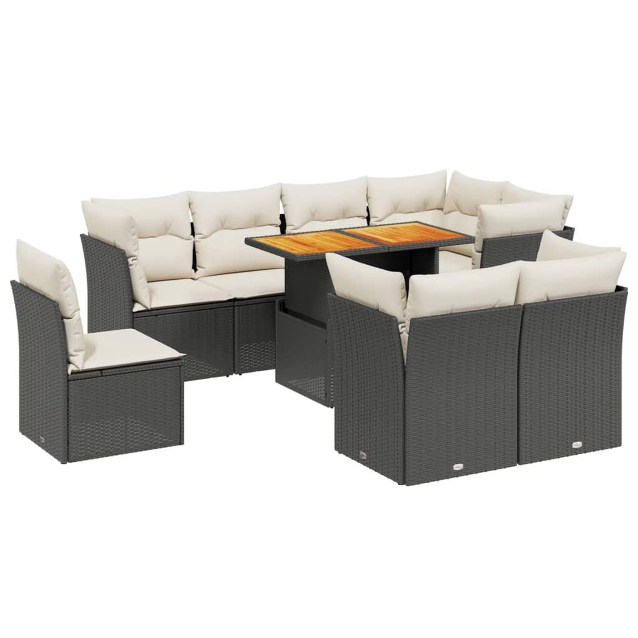 Voir la diapositive 2 : VIDAXL Salon de jardin 9 pcs avec coussins noir resine tressee