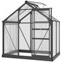 Voir la diapositive 1 : OUTSUNNY Serre de jardin aluminium polycarbonate 2,51 m² dim. 1,9L x 1,32l x 2,01H m lucarne, porte coulissante + fondation incluse alu. gris polycarbonate transparent