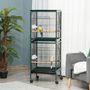 Voir la diapositive 2 : PAWHUT Grande cage à oiseaux sur pied à roulettes - volière double, mangeoires, perchoirs, plateau amovible - vert noir