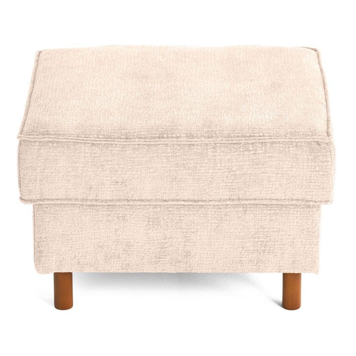 LISA DESIGN Jake - pouf en tissu velours relief - pieds en bois foncé