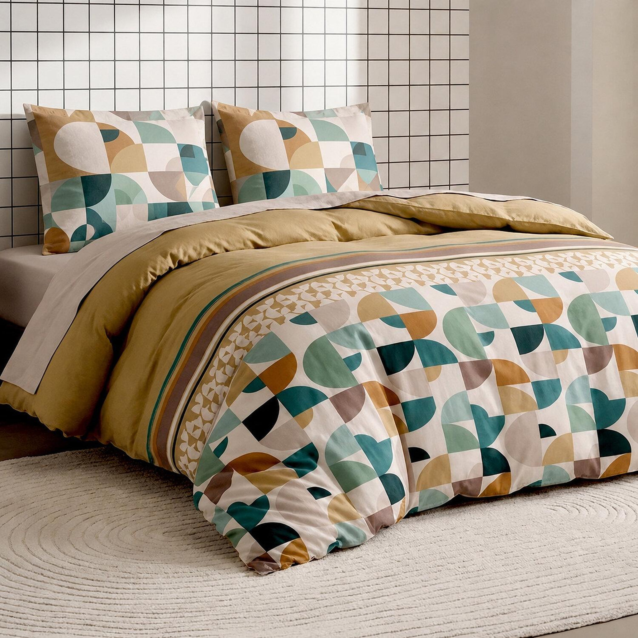 Voir la diapositive 3 : ATELIER DU COTON Parure housse de couette en coton 57 fils ADDICT