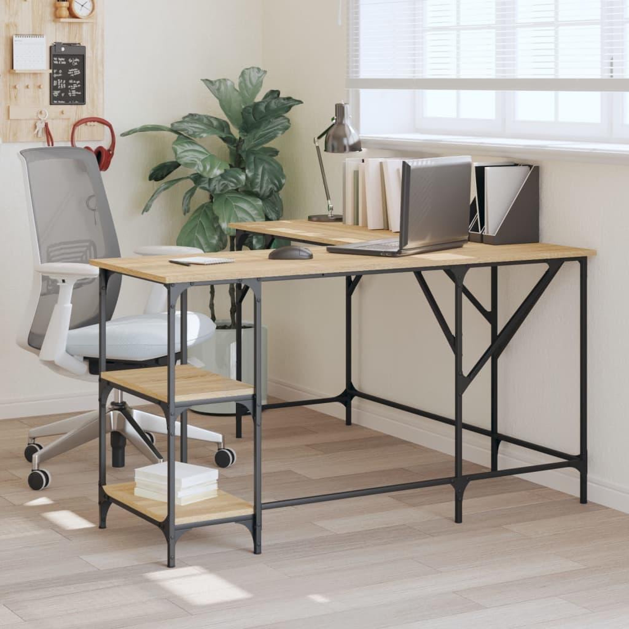 VIDAXL Bureau chene sonoma 139x139x75 cm bois d'ingenierie