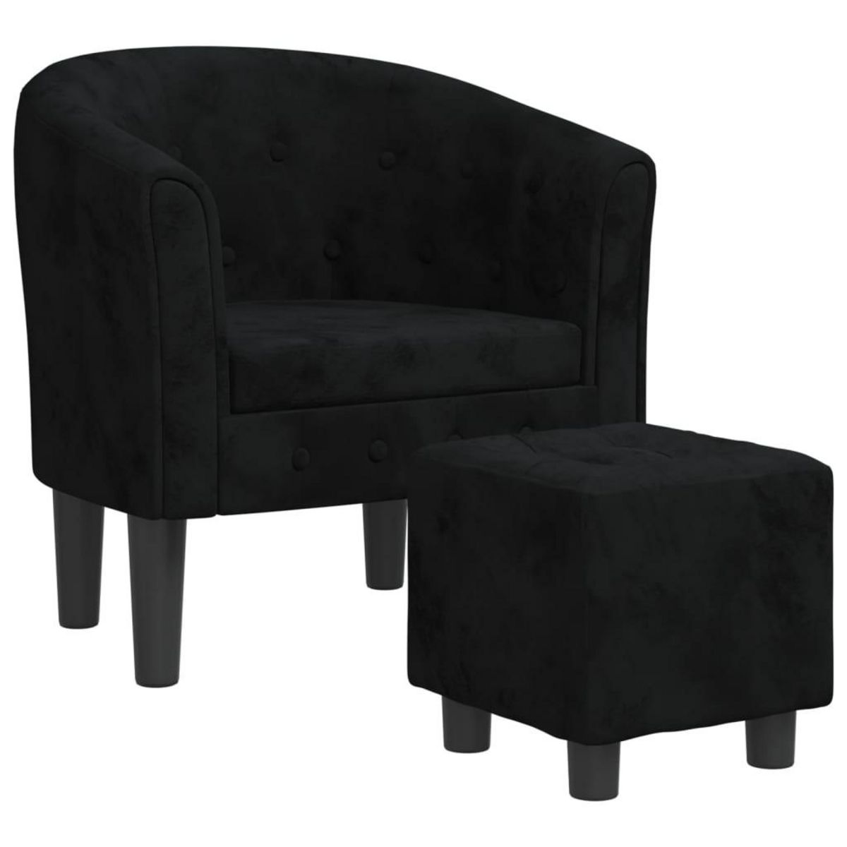 VIDAXL Fauteuil avec repose-pied noir velours