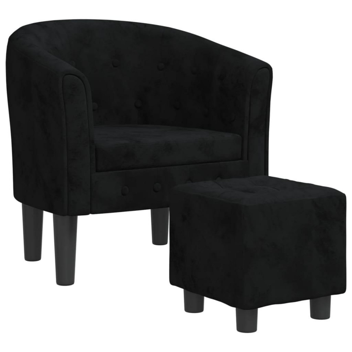 VIDAXL Fauteuil avec repose-pied noir velours