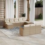 VIDAXL Salon de jardin avec coussins 10 pcs beige resine tressee