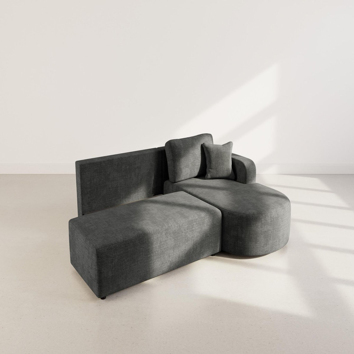 BEST MOBILIER Miro - canapé d'angle droit 4 places convertible avec coffre en velours texturé