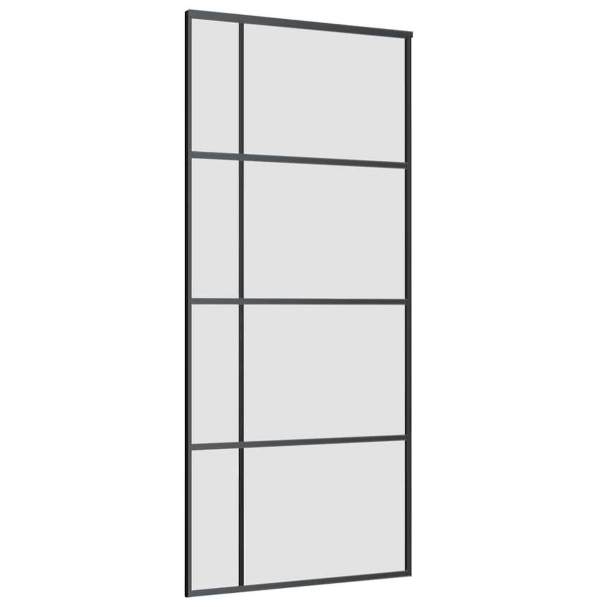 VIDAXL Porte coulissante kit de quincaillerie noir 90x205 cm verre ESG