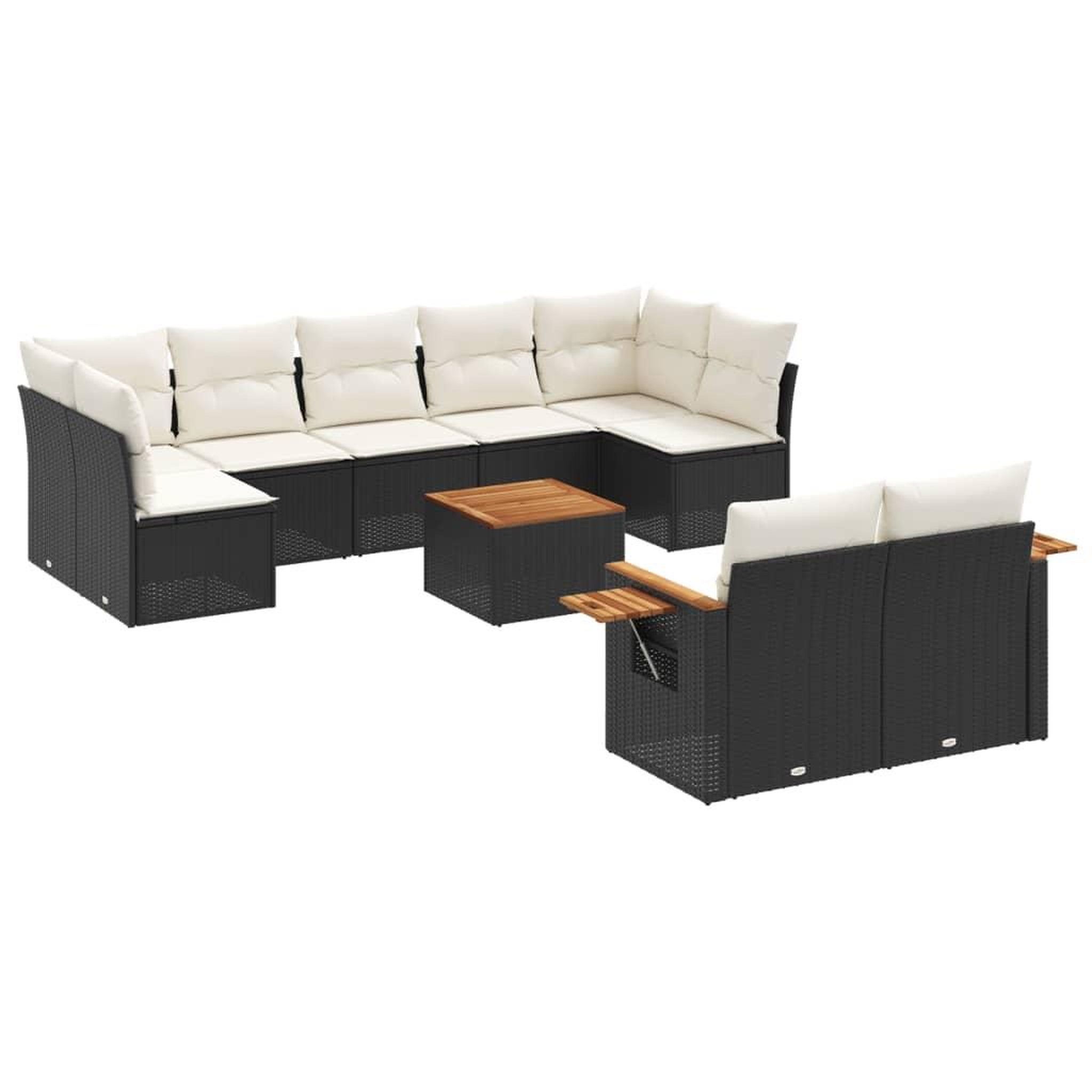Voir la diapositive 2 : VIDAXL Salon de jardin 10 pcs avec coussins noir resine tressee