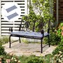 OUTSUNNY Lot de 2 coussins matelas assise pour banc de jardin balancelle canapé 2 places - cordons d'attache - dim. 120L x 50l x 5H cm - polyester gris bleu rayé
