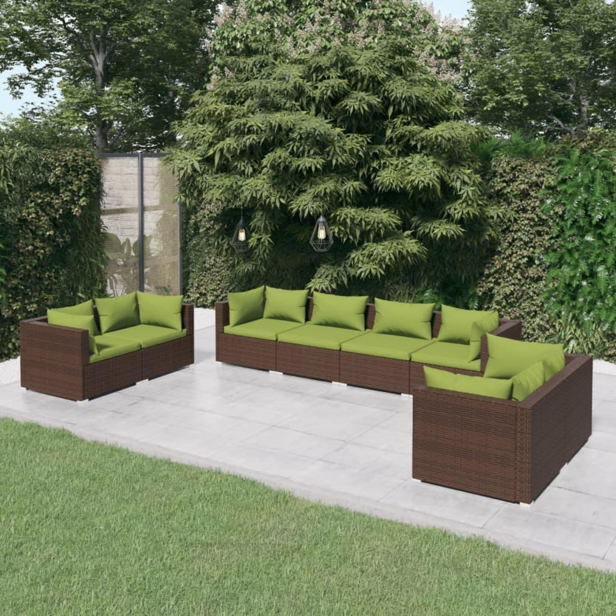 VIDAXL Salon de jardin 8 pcs avec coussins Resine tressee Marron