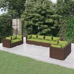 VIDAXL Salon de jardin 8 pcs avec coussins Resine tressee Marron