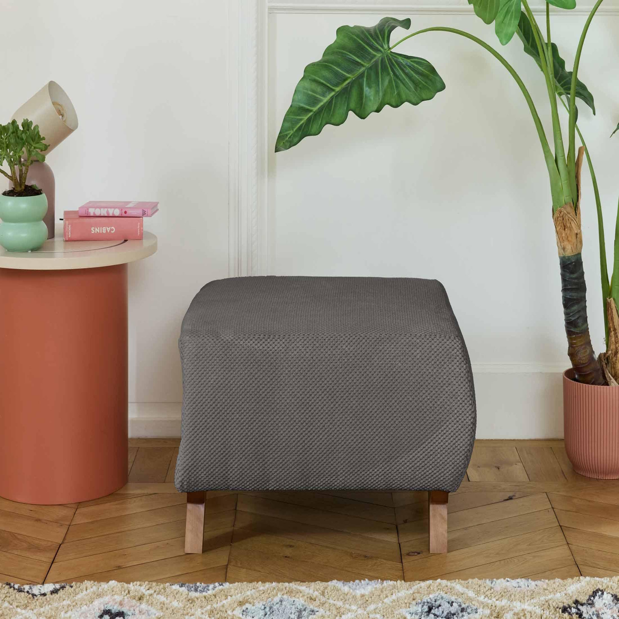 Voir la diapositive 2 : BEST MOBILIER Cristal - pouf modulable - 65 cm - en velours texturé