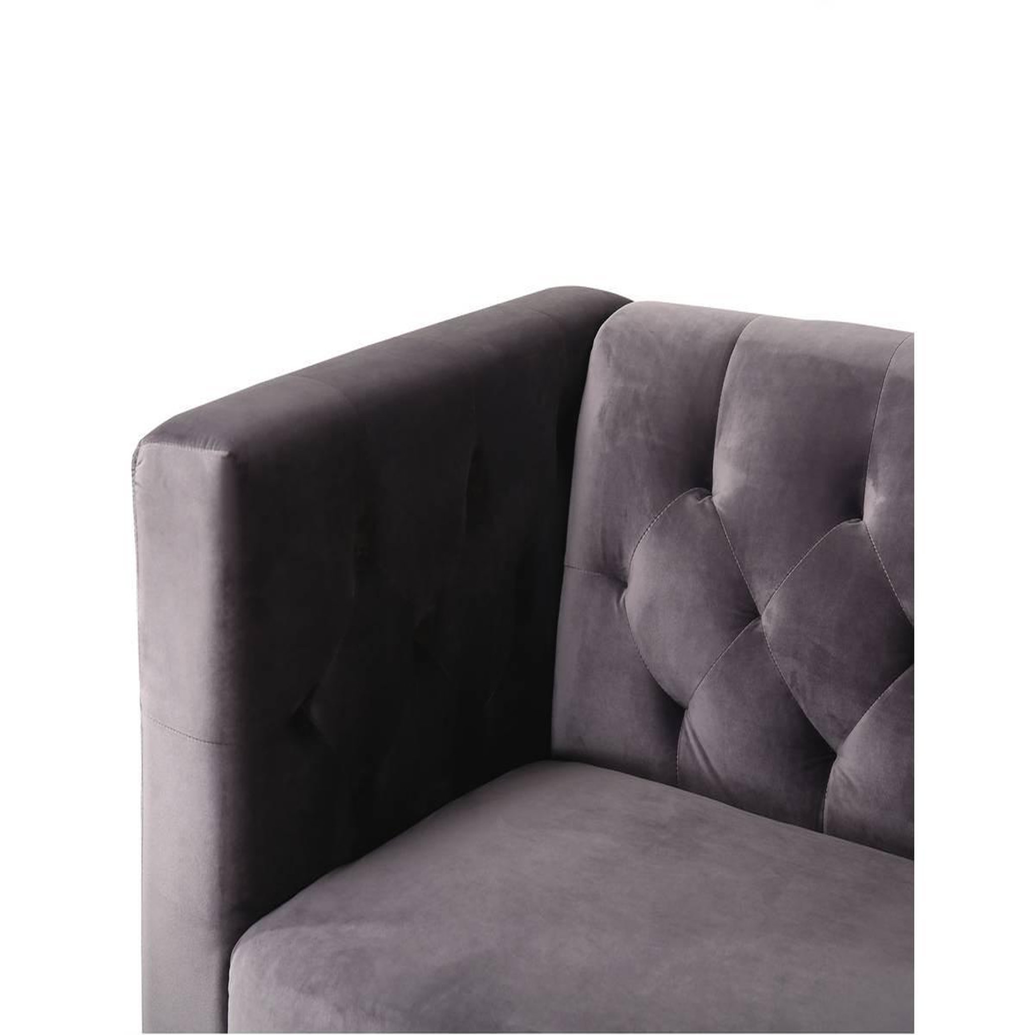 Voir la diapositive 4 : Habitat et Jardin Canapé fixe en velours  bruce  - 196 x 76 x 82 cm - 3 places - gris