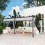 Voir la diapositive 2 : OUTSUNNY Pergola coulissante rétractable 3 x 6 m 4 rideaux latéraux amovibles alu métal toile gris