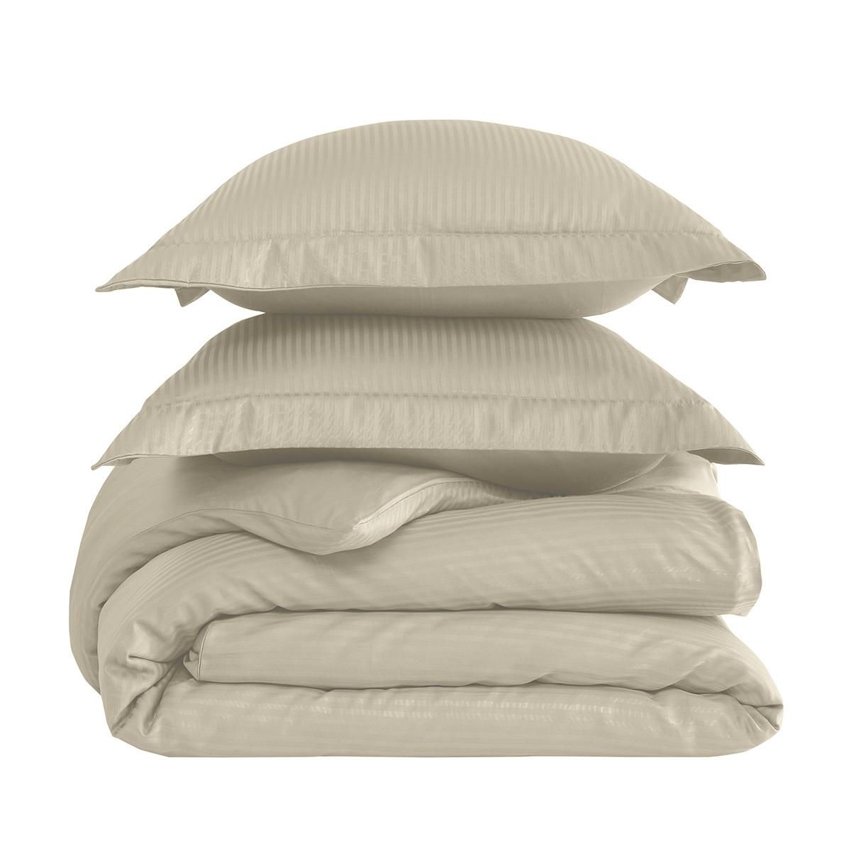 Sensei Maison Parure housse de couette rayée satin + 2 taies 50x70 cm VERSALUXE