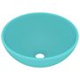 Voir la diapositive 2 : VIDAXL Lavabo rond de salle de bain Vert clair mat 32,5x14cm Ceramique