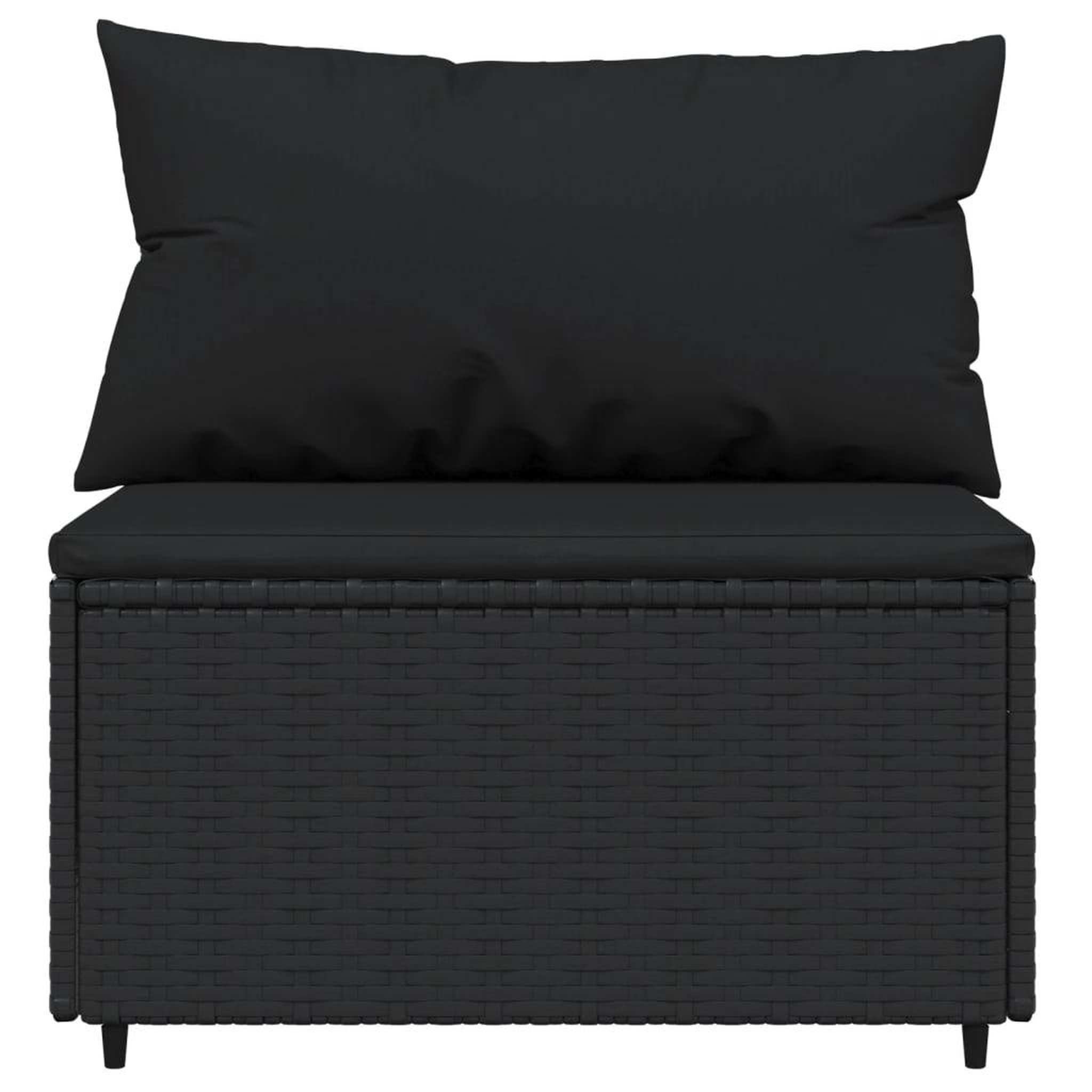 Voir la diapositive 3 : VIDAXL Canape central de jardin avec coussins noir resine tressee