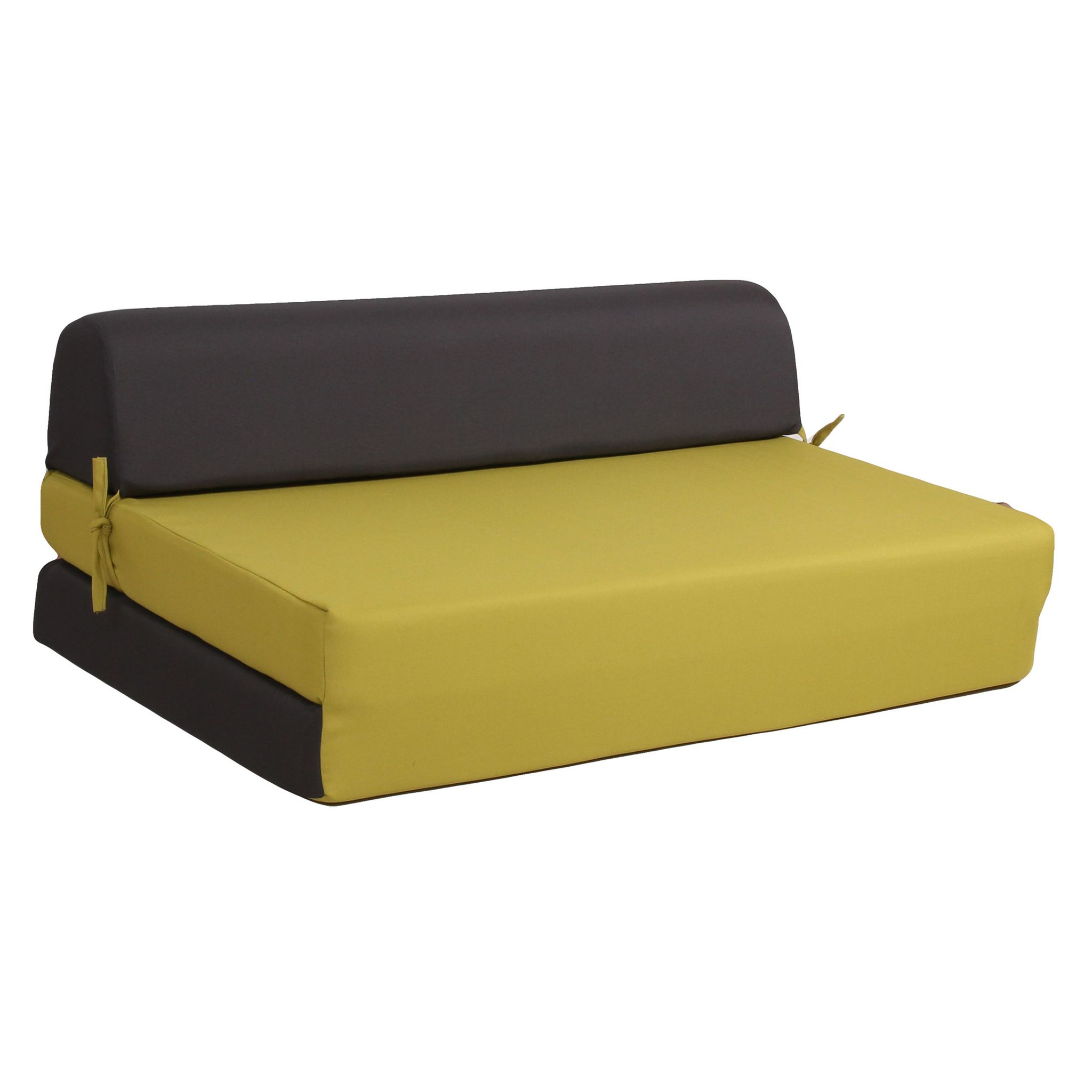 Chauffeuse 2 places tissu bicolore DUETTO. Coloris disponibles : Vert, Bleu, Marron