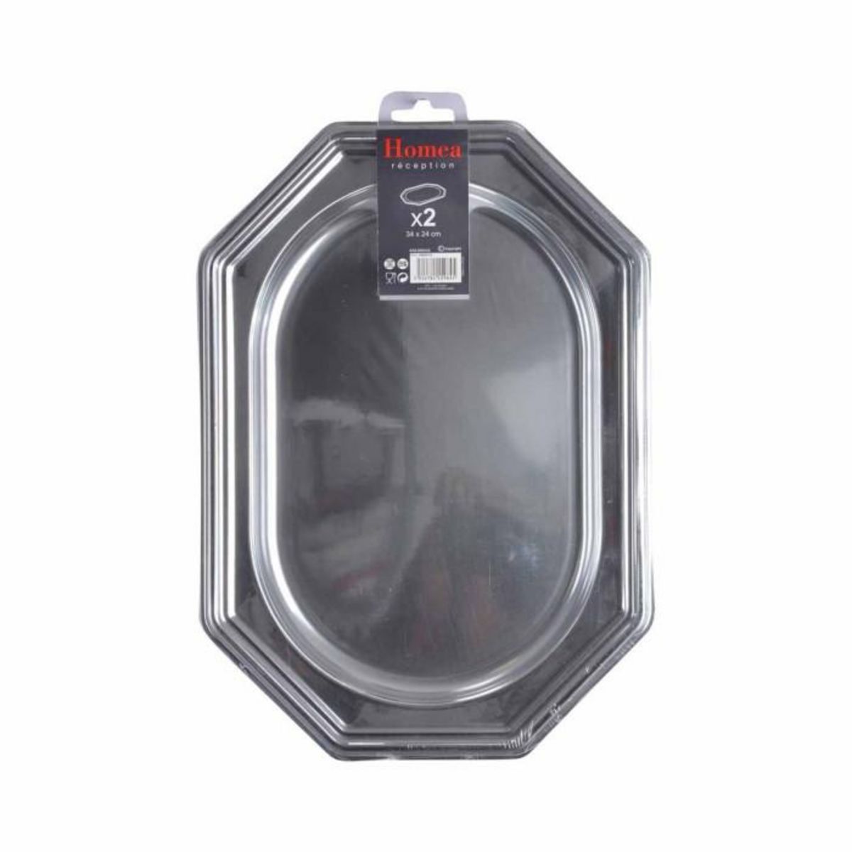 Paris Prix Lot de 2 Plateaux Déco  Octogonaux  34cm Argent