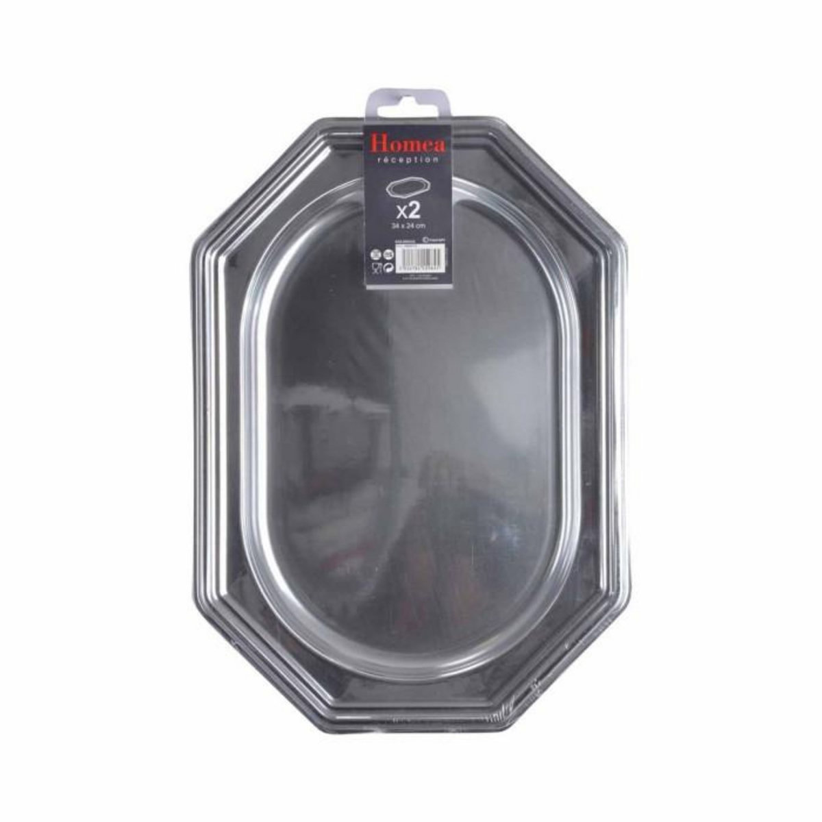 Paris Prix Lot de 2 Plateaux Déco  Octogonaux  34cm Argent