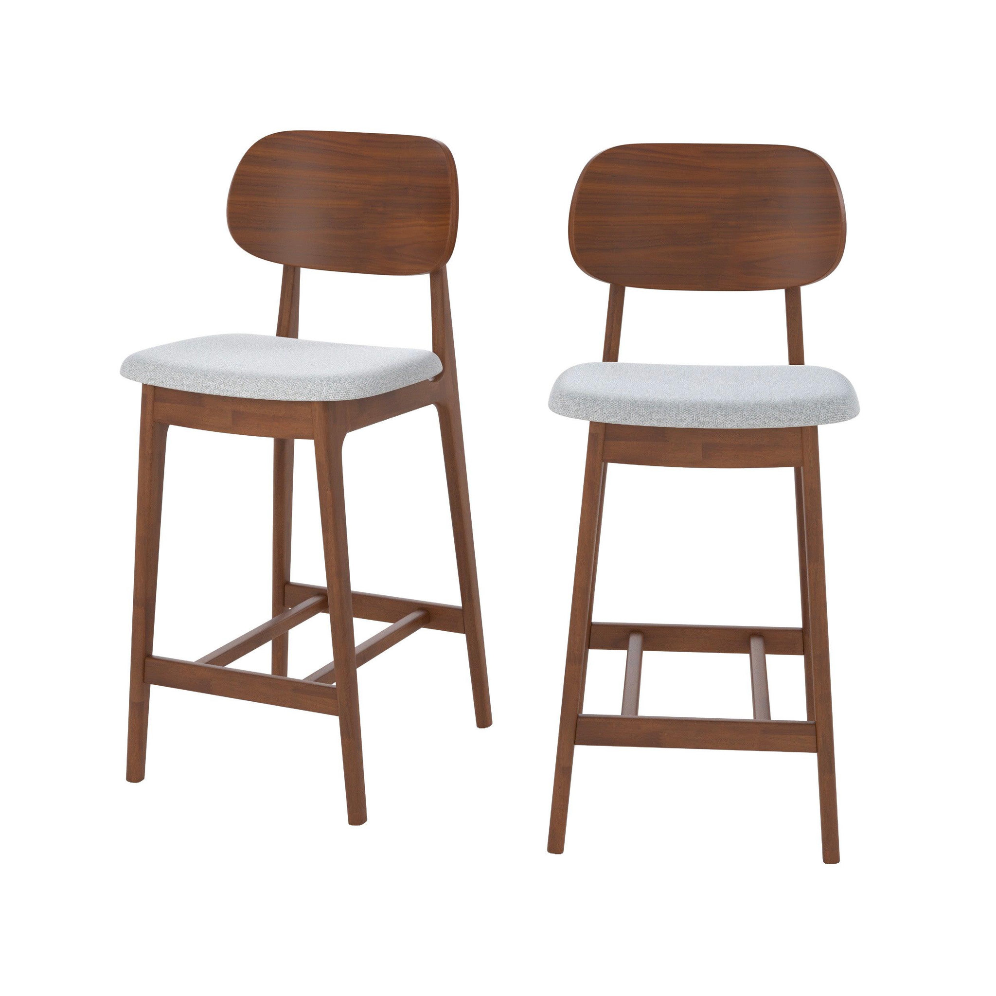 Voir la diapositive 1 : MAISON PAVANE Lot de 2 chaises pour îlot central 66 cm en bois et tissu gris-Charlize