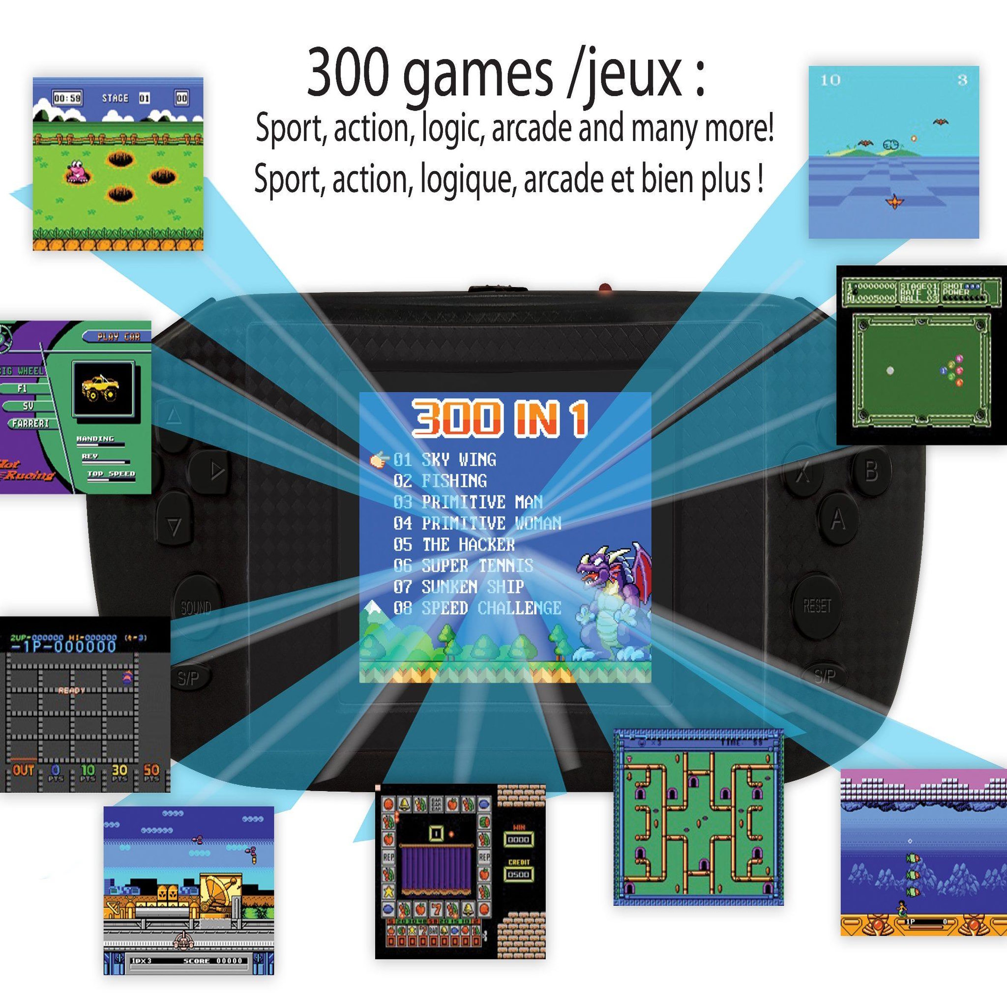 Voir la diapositive 3 : Lexibook Console portable Compact Power Cyber Arcade - écran 2.8'' 300 jeux